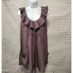 Daniel Rainn Size large Sleeveless Tank top Plum Ruffle Scoop Neckline Tunic